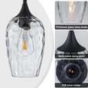 Glass Pendant Lights Kitchen Island, Black Pendant Light Fixtures with Hand-Blown Clear Glass Modem Farmhouse Hanging Light for Kitchen Sink Dining Room Bedroom