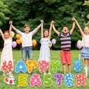 WorldBazaar 15 Pcs Happy Easter Signs With Stakes Easter Decorations Outdoor Waterproof Yard Decor For Garden Wall Tree Pathway Walkway