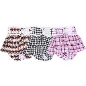 Avont 3 Pack Washable Female Dog Diapers, Reusable Period Diapers Cover for Girl Doggies Heat Cycle, Incontinence -Pink/Black/Brown Plaid(M)