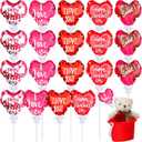 Gemscream 24 Pcs Valentines Day Balloons Self Inflatable Heart Balloons with Bow Rod 4 Inch Valentine Decoration for Wedding Birthday Engagement Party Supplies