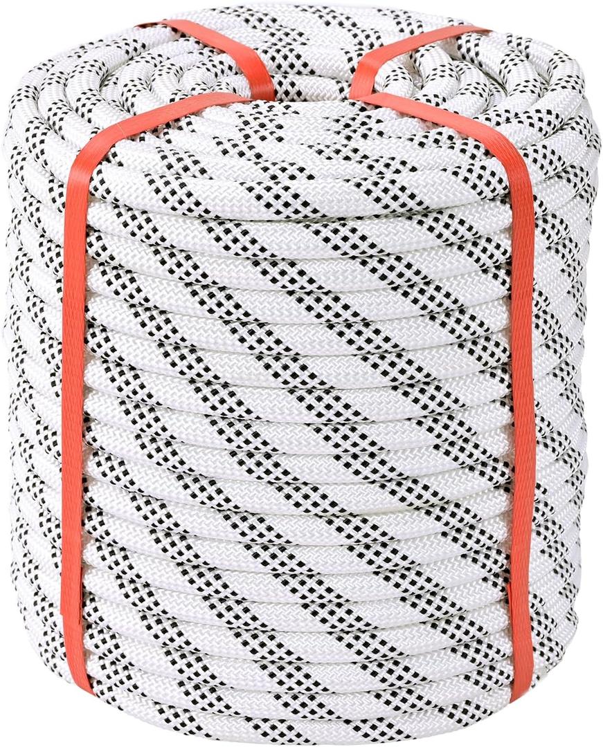 Polyester Braided Arborist Rope(1/2 in x 200ft) Strength and Durability Strong Arborist Rigging Rope 48 Strands,for Various Outdoor Applications Construction Climbing Swing Sailing