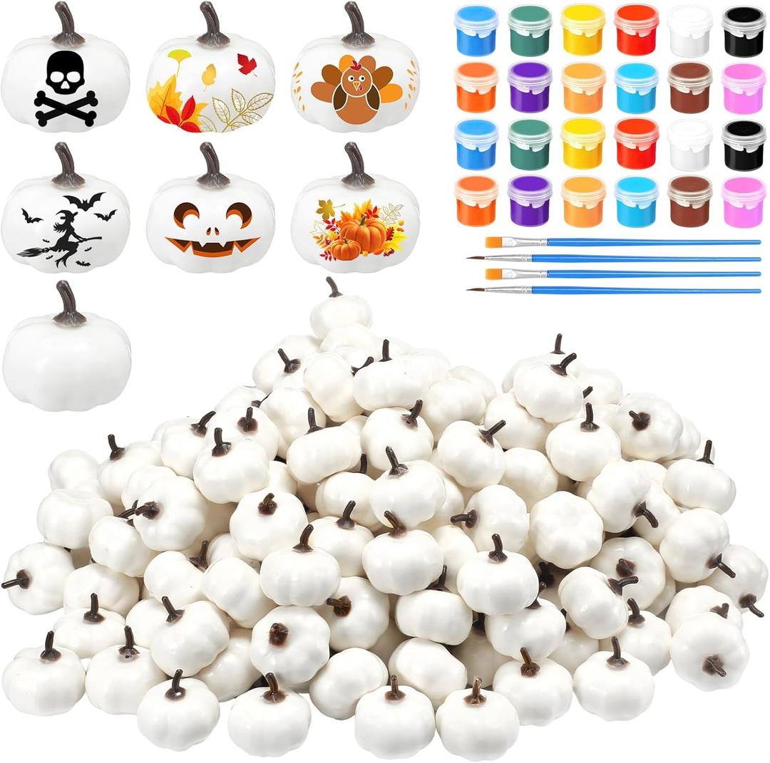 Thyle Thanksgiving Mini DIY Pumpkin Fall Decorations White Fake Foam Pumpkins for DIY Crafts Artificial Boo Faux Rustic Halloween Autumn Table Centerpiece Bowl Fillers(100 Pcs)