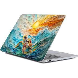 Punmada for MacBook Air 15 Inch Release 2023 Model A2941/A3241 M2 Chips Clear Computer Case,Novelty Premium Pattern Hardshell Laptop Case Ocean Turtle Sun Sunrise Glow