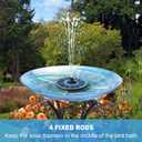 Yzert Solar Fountain with 2000 mAh Battery Backup Works in Cloudy, Glass Solar Powered Bird Bath Fountains with 7 Nozzles, 3.5 W Solar Fountain Pump for Birdbath,Garden, Outdoor, Pond (Blue)