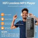 64GB MP3 Player with Bluetooth 5.3, Music Player with HiFi Sound for Sports Runners, 2.4" Screen MP3 Player Built in HD Speaker Voice Recorder FM Radio E-Book, Expanded Up to 128GB, Earphone Included