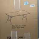 VSOAEIL Folding Table 6 Foot for Indoor Outdoor, Portable Heavy Duty Fold-in-Half Utility Plastic Foldable Dining Table with Carrying Handle for Picnic, Camping and Party, Matte Black, 6 FT - 1 PACK