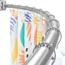 DYHOME Curved Shower Curtain Rod, Need to Drill, 35-76 inches Adjustable Curved Shower Rod Rustproof Shower Rod Round Shower Curtain Rod for Bathroom, Bathtub, Stall, Stainless Steel, Brush Nickel