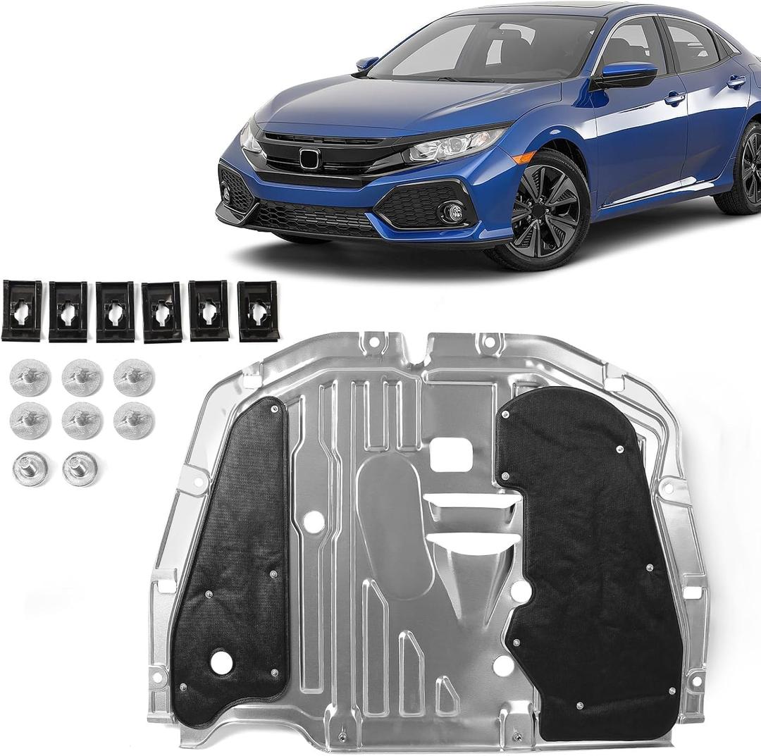 JOLONG Engine Splash Guard Under Car Shield Cover Board for Honda Civic 2016-2021 Replacement for 74110-TBA-A00 90674-TY2-A01