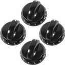 HQRP 4-Pack Range Top Burner Gas Stove Valve Knobs Compatible with Frigidaire, Crosley, Tappan 316220009, 1379610, AP4322122, PS1991531, EAP1991531, AH1991531, EA1991531, PD00030843 Replacement