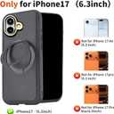 Case for iPhone 17 360 Rotating Stand, Upgraded PU Leather Military-Grade Shock-Resistant Full-Coverage Case with Rotating Stand-Black