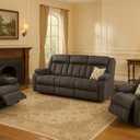 LUCKLIFE Recliner Sofa Set with Manual Recliners, Living Room Furniture Set with Reclining Couch, Loveseat and Armchair, Breathable Fabric Upholstery, Thick Cushions and Ergonomic Design, Dark Gray (3+1+1)