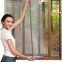 NeatiEase Adjustable DIY Magnetic Window Screen Max 60” x 48” Fits Any Size Smaller with White Frame Fiberglass Mesh