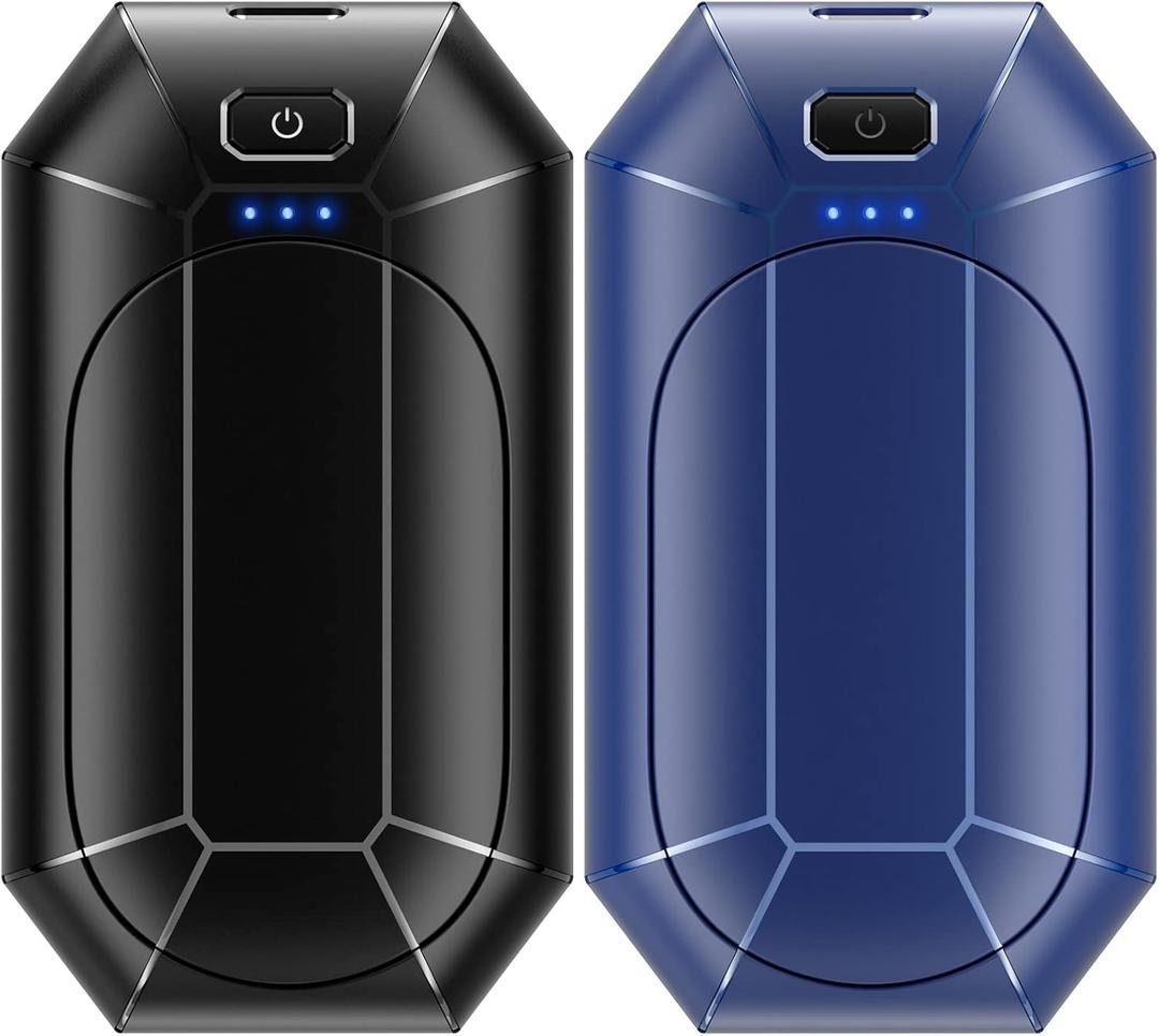 Hand Warmers Rechargeable, Dnaleao 2 Pack 4000mAh Electric Portable Pocket Heater, Heat Therapy Great for Outdoors, Hunting, Golf, Camping, Warm Gifts (Black & Blue)