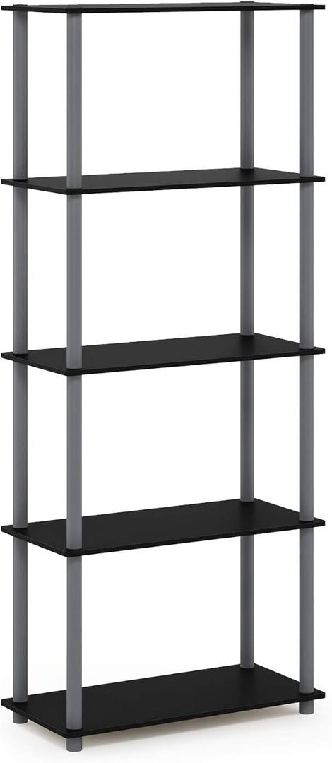 Furinno Rata 6-Tier Industrial Multipurpose Flat Base Shelf Display Rack, Narrow, Marble White (11.81 (D) x 15.75 (W) x 64.72 (H))