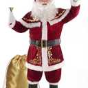 Opemon Adult Deluxe Velvet Santa Claus Costume 12pcs Set Santa Claus Suit Outfit for Men in Christmas Holiday Size XL