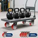 4000 lb Capacity Industrial Caster Wheels with Polyurethane & Cast Iron, Swivel Plate Casters for Platform Trucks, U-Boat Carts, Military Equipment (2 Brake &2 Swivel)