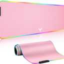 BladeHawks Extra Large RGB Gaming Mouse Pad-14 Light Modes, Extended Soft LED Mouse Pad, Anti-Slip Rubber Base, Computer Keyboard Mousepad Mat (31.5 x 12 Inch) (Pink)