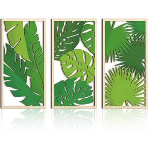 IARTTOP Large Green Tropical Palm Leaf Wood Wall Decor