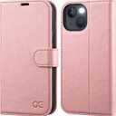 OCASE Compatible with iPhone 14 Wallet Case, PU Leather Flip Folio Case with Card Holders RFID Blocking Kickstand [Shockproof TPU Inner Shell] Phone Cover 6.1 Inch 2022 (Pink)