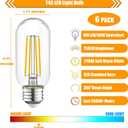 T45 Dimmable LED Bulb 60 Watt Equivalent, Vintage LED Edison Bulbs E26 Base, Tubular Clear Decorative Light Bulb, 2700K Soft White, 750LM, 6 Pack