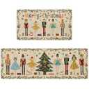 Ideasonna Watercolor Nutcracker Christmas Kitchen Mat Decor, Merry Christmas Kitchen Rugs Sets of 2 Indoor Nutcracker Decorations
