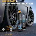 Tire Inflator Portable Air Compressor, Cordless & 12V DC Air Inflator for Car Bikes Motorcycle Tires Balls with Auto Shut-Off, Digital Pressure Gauge, Compact Emergency Pump
