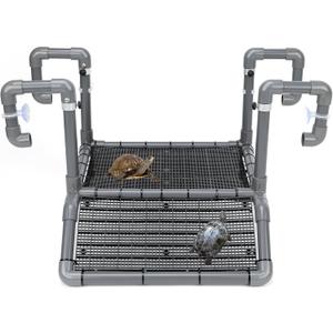 SKARUS Extra Large Hanging Turtle Basking Platform, 13.4"-19 Wider Turtle Dock with Ramp, Basking Area for Aquarium Tank Adjustable Height (7.9"-13.9') Non-Slip PVC Ramp & Above Water Dry Area