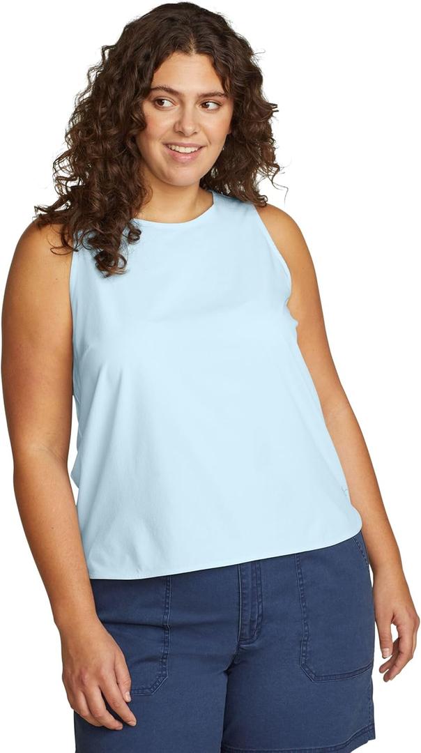 Eddie Bauer Women's Plus Departure Crew Neck Tank (1X, Paleblu)