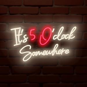 It's 5 O'Clock Somewhere Neon Bar Sign, Dimmable USB LED Neon Light for Home Bar Decor, Man Cave, Pub Party -Gift for Husband, Father, Birthday & Christmas