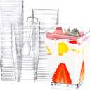 Eupako 50 Pack 5 oz Square Clear Plastic Dessert Cups with Lids and Spoons, Small Clear Plastic Tumbler Cups Set, Great for Desserts, Appetizers, Puddings, Mousse and More