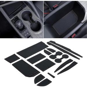 TOPINSTALL Accessorize Interior Mats Compatible with 2018-2024 Toyota Camry Accessories, Non-Slip Cup Holder Mats Door Pocket Pads Center Console Rubber Liners-Black Trim (16 PCS)