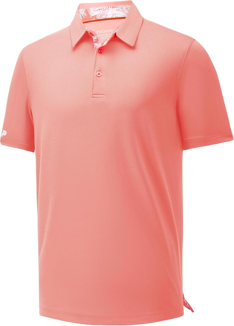Mens Polo Shirts for Men Short Sleeve Performance Moisture Wicking Quick Dry Casual Solid Sport Collared Golf Shirts for Men, XX-Large Cranberry (XXL)