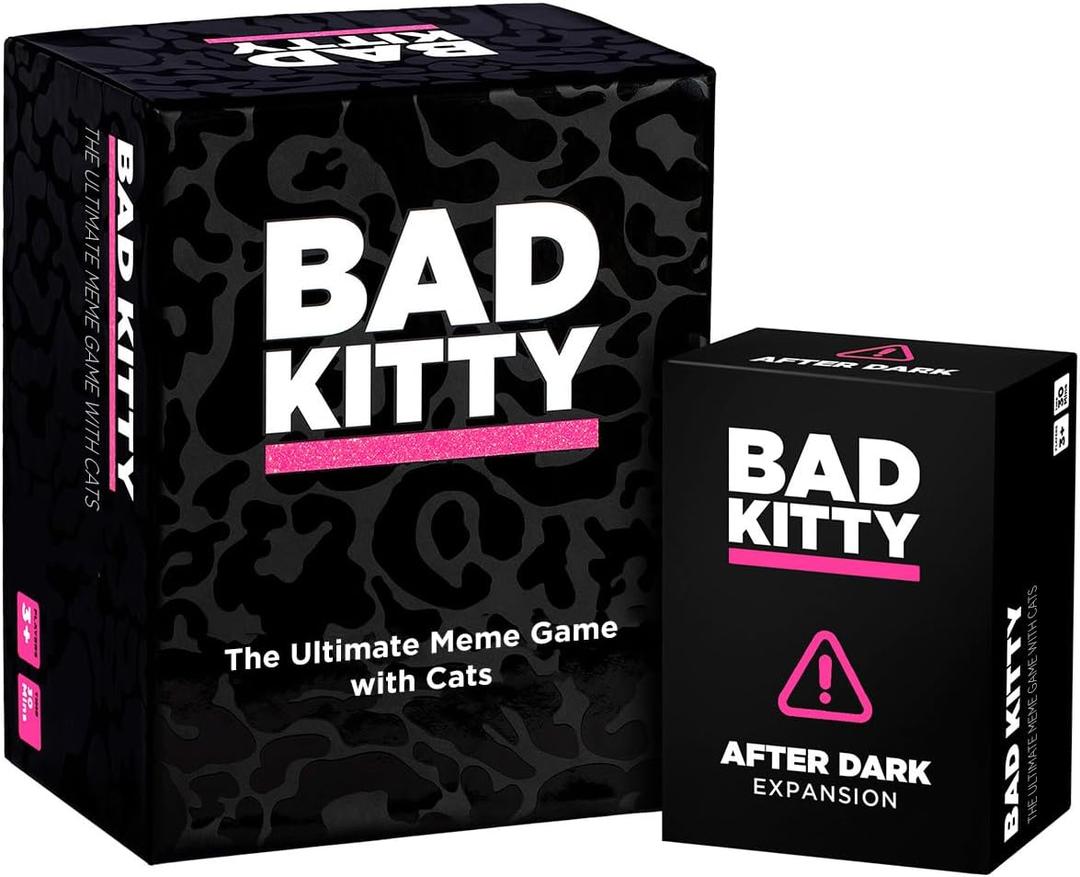 Bad Kitty Adult Party Game + After Dark Expansion Set - Ultimate Meme Game with Cats - Exploding for White Elephant Parties, Stocking Stuffers + Board Games Night with Friends