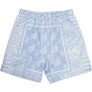 Mens Running Quick-Dry Mesh Gym Shorts with Paisley Design Lightweight Athletic Casual Shorts,Pockets for Outdoor (Blue, XS)