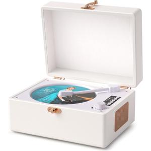 Portable CD Player with Bluetooth for Home CD Player with Builtin Speakers,Compact Desktop Design,USB,AUX,Headphone Jack,Vintage CD Player for Music Lovers,No Remote Control(White)