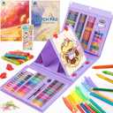 VigorFun Art Supplies, 240-Piece Drawing Art Kit, Gifts for Girls Boys Teens, Art Set Crafts Case with Double Sided Trifold Easel, Includes Sketch Pads, Oil Pastels, Crayons, Colored Pencils (Purple)