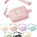 YOOLIFE Teacher Appreciation Gifts for Women - Gifts for Teacher, Teacher Retirement Gifts for Women Teacher Bag Teacher Gifts from Students, Initial Crossbody Bag Belt Bag, Pink T