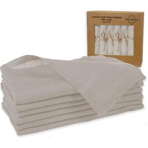 100% Pure Linen Cloth Napkins Set of 6-18x18 Premium Washable Dinner Napkins in Kraft Gift Box - Rustic Elegant Table Decor for Weddings, Holidays & Everyday (Natural)
