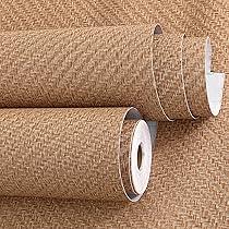 Haimin Fabric Wallpaper Textured Contact Paper (24in X 393in) Brown Grasscloth Wallpaper Peel and Stick Faux Linen Wall Paper Self-Adhesive Vinyl Wallpaper Looks Like Woven Straw