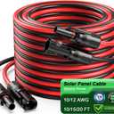 Bateria Power 10Feet 10AWG (6mm) Solar Panel Cable with Female and Male Connectors, PV Extension Wire for RV, Photovoltaic System (1 Pair Black and Red)