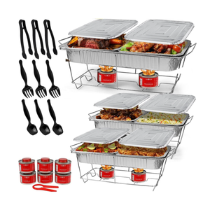 Large Full Size 33-Pcs Disposable Chaffing Buffet with-Covers, Utensils, Fuel Cans – Premium Chafing Dish Set for Events, Parties, Catering