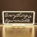 Everything Is Figureoutable Sign, Home Office Decoration Sign,Office Wall Decor Inspirational Sign With Stand For Shelf Table, Home Cubicle, Cheer Up Gifts for Friends Coworker
