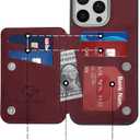 GUERNICA for iPhone 16 Pro Wallet Case with RFID Blocking Card Holder for Women Men, Kickstand Shockproof Phone Case for iPhone 16 Pro(6.3"),Wine Red