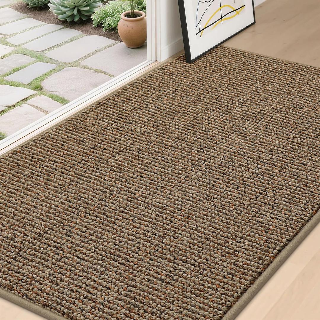 BEQHAUSE Dirt Trapper Door Mat 36" x 60", Non-Slip Washable Doormats Entrance Mat, Dirt Resistant and Absorbent Welcome Mat, Low Profile Floor Mats for Front Back Door and Entryway, Beige