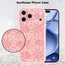 MZELQ for iPhone 17 Pro Case 2025 Case, Silicone Sunflower Floral Flower Cute Pattern, Camera Protection Soft Slim Shockproof for Girls Women -Pink