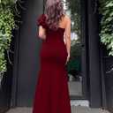 YMDUCH Women's Sexy Sleeveless One Shoulder Ruffle High Split Party Evening Long Formal Dress, S