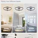 LEDIARY 20 Inch Low Profile Ceiling Fans with Lights and Remote, Fandelier Ceiling Fan Flush Mount, 3000K-6000K Dimmable LED Fan Light, Brown Modern Ceiling Fans with Lights for Bedroom