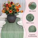 Sage Green Cheesecloth Table Runner, 10 Ft Easter Boho Table Runner, 120 in Spring Rustic Table Runners for St Patrick's Day, Wedding, Party, Baby & Bridal Shower, 120 x 35 inches