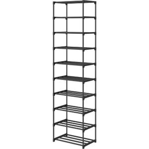 Autonomier 10 Tier Tall Shoe Rack, Narrow Lightweight Shoe Shelf, Compact Vertical Shoe Stand, Small Space Saving for Closet Floor, Dorm Storage Organizer, Front Door Entrance, Entryway