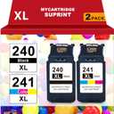 PG-240 XL/CL-241 XL Ink Cartridges Replacement for Canon 240XL 241XL Combo Pack 240 241 for Canon PIXMA MG3620 TS5120 MG3520 MG3600 MG3220 MX472 Printer (1 Black, 1 Tri-Color, 2 Pack)
